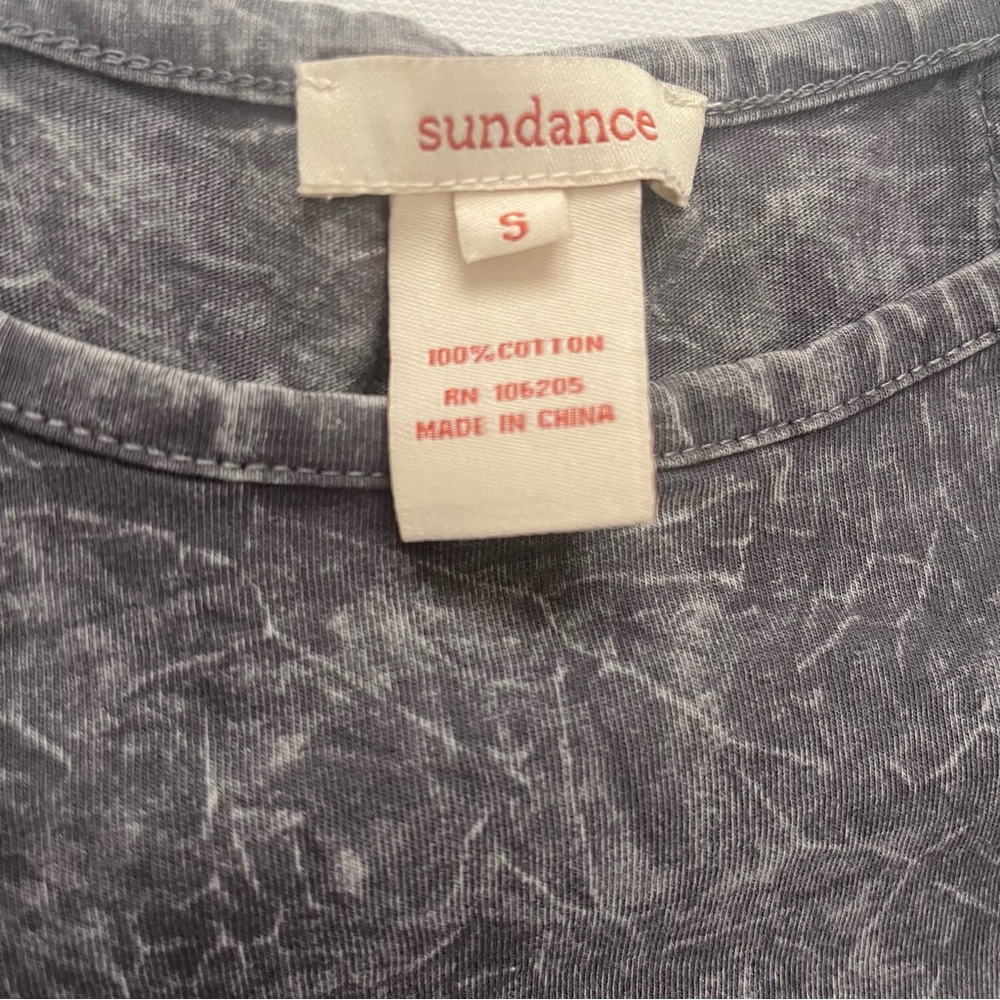 Sundance Gray Stone Wash Oversized Eyelet Short Sleeve Asymmetric Tee Size S - Picture 4 of 7